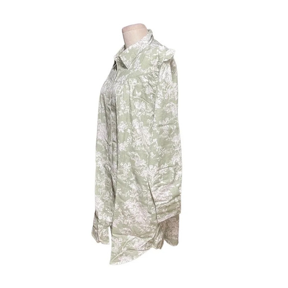 Roller Rabbit Caxias Darya Dress Sage Green White Floral Size Medium - Picture 5 of 10